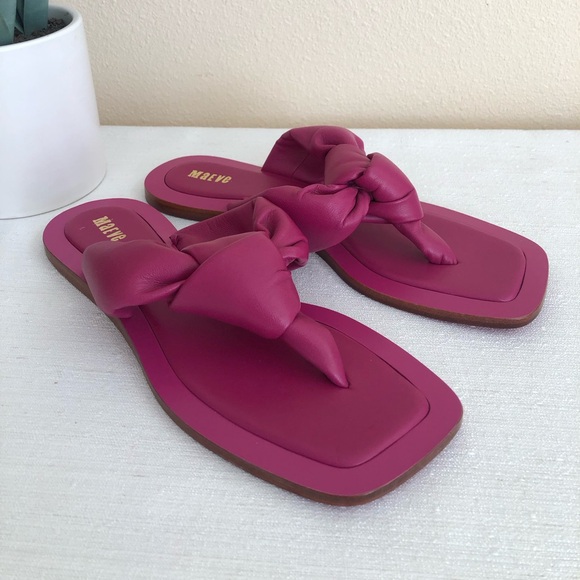Maeve Shoes - Maeve Hot Pink All Leather Knotted Thong Flat Slide Sandals Women’s 7M